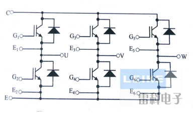 三相橋模塊的內(nèi)部等效電路圖